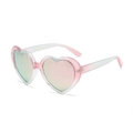 Pink and green gradient heart-shaped sunglasses with stylish translucent frames - Standard PC Lens / Pink Green Frame Gradient Pink Lens (PC)
