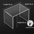 Transparent acrylic U-shaped shelf with 5mm thickness, size 30cm x 20cm x 20cm - 30x20x20cm