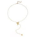 Collana a Y in acciaio al titanio dorato con ciondoli a cuore e catena a sfere - Collana cuore irregolare
