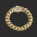 Dettaglio del bracciale a catena cubana in oro 14K con fibbia a pressione con diamanti - Larghezza 12mm / Lunghezza 7 Pollici / Oro