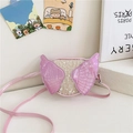 Pink girl's crossbody bag with glitter sequins and large decorative side wings - Pink