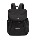 Schwarzer Freizeiter-Rucksack aus Stoff für den Alltag, leichter Schulranzen mit vielen Fächern. - Schwarz