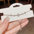 Bracciale a stella in argento scintillante con zirconi e chiusura a scorrimento - Argento