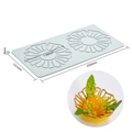 Macro view of 250x131mm silicone mold for petal lace texture with dimensions displayed - 2-Cavity Flower Petals