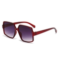 Retro oversized square sunglasses featuring a transparent red frame and purple gradient lenses - One Size / Red Frame Double Grey Lens