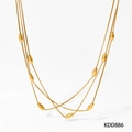 Collier multicouche doré en acier inoxydable avec perles d'olive polies élégantes - Collier (KDD886)