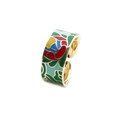 Anello aperto in smalto colorato con motivi floreali geometrici e placcatura in oro donna - Aperto Regolabile / Verde e Rosso
