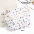 Elegant white tweed cosmetic pouch with pearl charm and zipper, 13.5x10.2x4cm size - Elegant Tweed Style / White