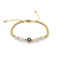 Armband mit Barock-Süßwasserperlen, 18K vergoldeten Perlen und blauem Evil Eye - Dunkelblau