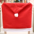 Housse de chaise bonnet de Noël rouge avec bordure en peluche blanche pour table de fête - 60cmx50cm / Housse de Chaise en Tissu Non Tissé
