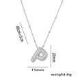 Silver micro-pave zircon P-letter pendant necklace with detailed size and weight specs - Steel Color Letter P with Zirconia