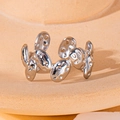 Silver titanium steel open ring with irregular convex texture on warm orange background - Irregular Oval Plate Style (22) / Steel