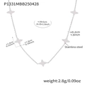 Collar de acero inoxidable plateado con cinco dijes de estrellas de cuatro puntas estilo minimal - Colgante De Trébol / Color Acero