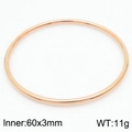 Minimalist 60mm rose gold stainless steel bangle with a polished 3mm round band design - Rose Gold (Single) / 60*3mm