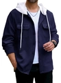 Détail de la veste à capuche bleu marine avec boutons et tissu jacquard texturé - S / Bleu marine