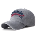 Washed grey vintage baseball cap with Mando 01 embroidery and curved brim for outdoor style - Adjustable / Gray