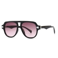 Retro aviator sunglasses with black thick frames and pink purple gradient lenses - Black Frame/Pink Purple Gradient Lens (C1)