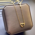 Gold-tone titanium steel necklace featuring a heart and key pendant in a black gift box - 3D Heart and Key Style (8919) / Gold