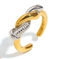 Polished 18K gold and silver plated twisted knot open ring with minimalist screw design - One Size/Adjustable / Screw Knot Open Ring Style / Two Colors