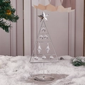 Silver iron Christmas tree table decoration with hanging crystal pendants on snow - Style B Silver