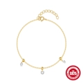 Bracciale regolabile in argento S925 dorato con pendenti in zircone stile minimal - Oro - Bracciale / Argento 925