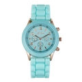 Mint green silicone strap Geneva watch with rose gold case and decorative dials - Mint Green