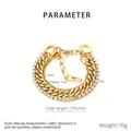 Macro detail of triple-layer gold stainless steel chain bracelet with cubic zirconia - D-Letter Buckle Triple Layer Style (KB203209-SP)