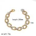 Two-tone 18k gold plated stainless steel chunky twist chain bracelet for men and women - Gold & Silver Two-tone (TB5185-M)