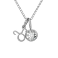 Collana Toro in argento con ciondolo in zirconia cubica e montatura a castone - Aprile Bianco Toro - Color Acciaio