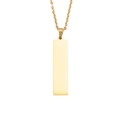 Polished gold rectangular bar pendant necklace in stainless steel on white background - Gold (MP497)