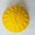 Gele elastische rubberen hondenbal met botpatroon voor training en kauwen - 7cm Massieve Bal