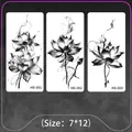 Three-piece set of black ink lotus flower tattoo stickers in HD-001/002/003 styles - Ink Lotus
