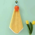 Absorbent yellow coral fleece hand towel with cartoon carrot design and wave trim - Carrot-Bare / Yellow