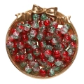 Macro shot of red and green crackle glass beads in a golden tray for DIY jewelry projects - Glaze Floral Bead - Red Green