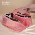 Transparente Netzkosmetiktasche in Rosé-Rosa mit Doppelfach und Größe 23x11x11cm - Rosa