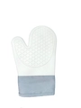 Thickened white silicone oven glove with anti-slip texture and grey fabric cuff - Cream