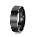 Polished black stainless steel flat band ring with a glossy mirror finish minimalist style - 6mm Wide Black