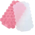 Pink honeycomb silicone ice cube tray with transparent lid for hexagon ice cubes - 37-Grid with Lid Pink