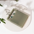 Morandi green sliding jewelry box featuring translucent lid and emerald stud earrings - Pvc Light Green Sleeve (with Inner Box); 9*9*2