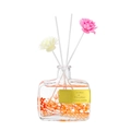 Difusor de varillas plano con flores secas naranjas, perlas y palitos de aroma blancos - Té de Jazmín / 200ml