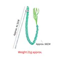 Green plush caterpillar cat wand toy with 41.5cm rod and 66cm soft velvet attachment - Green Bean Velvet Caterpillar
