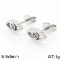 Boucles d'oreilles œil porte-bonheur argentées avec cristal et cadre en métal poli - Couleur Acier (KE109783-KLX)
