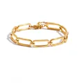 Gold plated stainless steel paperclip chain bracelet with adjustable lobster clasp closure - Paperclip Chain