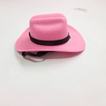 Pink miniature felt cowboy hat for pets with black ribbon trim and elastic strap - Small 13.5cm / Pink Black Ribbon