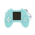 Mint green mini retro game console keychain with white functional buttons and metal ring - Macaron Blue