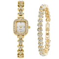 Set orologio da donna dorato al quarzo con bracciale di strass scintillanti - Orologio+Bracciale / Oro