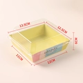 Square sandwich box with yellow paper base and clear plastic lid for pastry packaging - Large Square Full Color