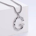 Polished silver stainless steel necklace with melting texture letter G pendant on box chain - Letter G (Pendant Only)