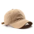 Classic khaki washed cotton baseball cap with adjustable strap for oversized heads - Adjustable / Khaki