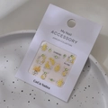 5D floral nail art charms with yellow flowers and green gems on white card, style MJ-066 - MJ-066 Silver Stamping